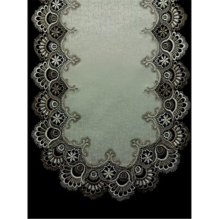 Sinobrite Sinobrite H8139-FF Cocoa Lace Oval Runner; 14 x 28 in. H8139/FF(14x28)